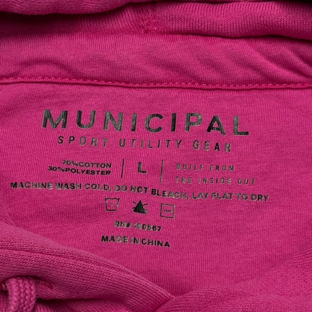 MUNICIPAL Sport Utility Gear Pink Cotton Polyester Blend Hoodie Sweatshirt Large